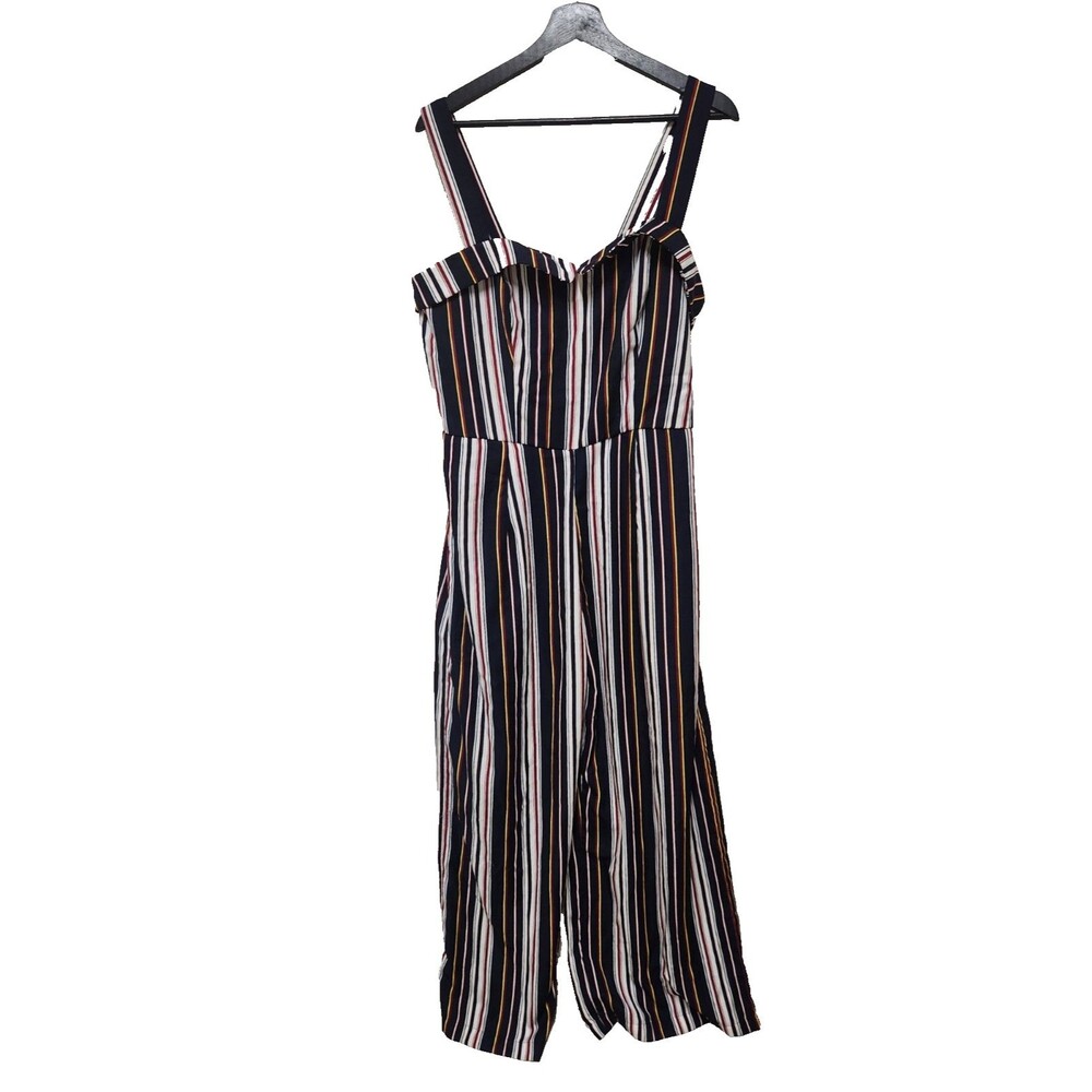 Royal Monk Blue /Red/Yellow/ White Strip Navy XL-16 Retro Wide Leg Jumpsuit